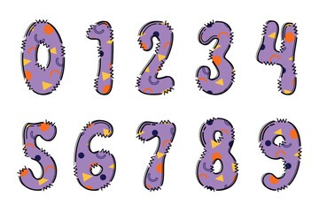 Handcrafted Memphis number color creative art typographic design