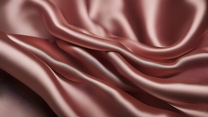 Closeup of rippled pink satin fabric. square format