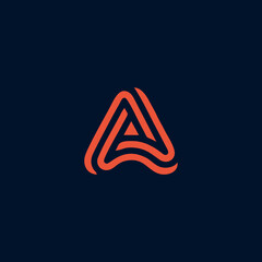 letter A monogram logo with orange color