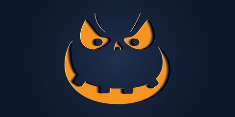 Simple halloween pumpkin expressions in paper cut style for poster or brochure.