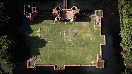 Kirby Muxloe Castle drone view from above