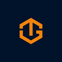 letter TG logo shape hexagon 
