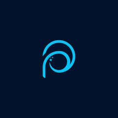 abstract blue logo with letter P abstract