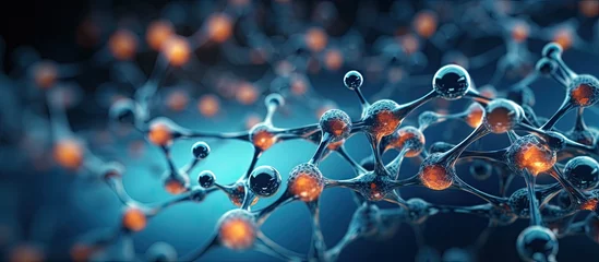 Poster Futuristic image of nano molecules for medicine science and technology © TheWaterMeloonProjec