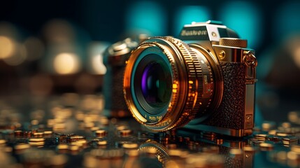 Fototapeta na wymiar Vintage Camera Lens: Capturing Memories in Retro Style with Classic Antique Equipment, generative AI