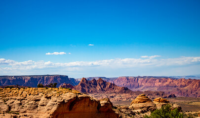 Sharp rocky hills jut out of the canyon in Arizona