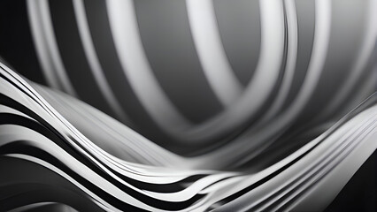 3d rendering of abstract background with black and white wavy lines