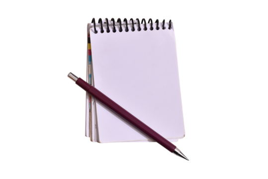notepad notebook with pencil and blank sheet of paper