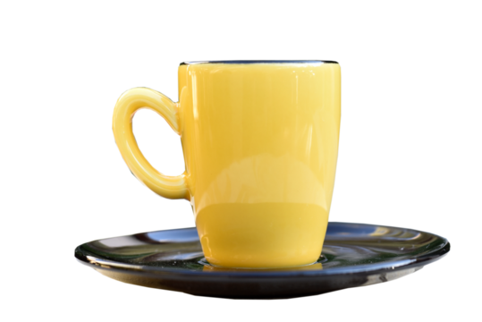yellow mug porcelain cup container for water tea coffee container for liquid isolated on white background - Powered by Adobe
