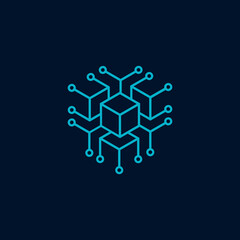 technology icon with cube in the middle logo 