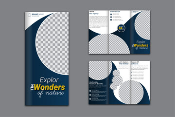 Tour and travel agency business trifold brochure template  or cover page layout for your travel agency business - obrazy, fototapety, plakaty