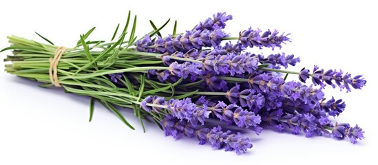 Fototapeta premium Isolated bouquet of lavender flowers and leaves for alternative medicine design