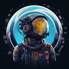 astronaut in space colorful artwork, game art style, illustration, anime style, Ai art. Pop art concept, gaming art concept, wallpaper.	
