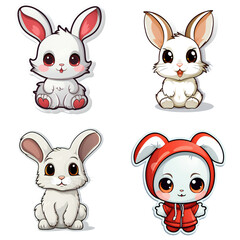 Fototapeta premium set of funny rabbits