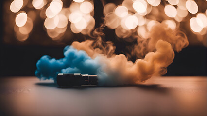 Vape concept. Electronic cigarette on a dark background with bokeh.