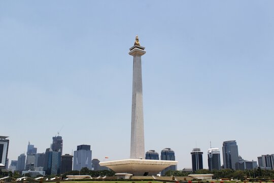 Jakarta, Indonesia-18 June 2023 : monumen nasional monas Jakarta city icon