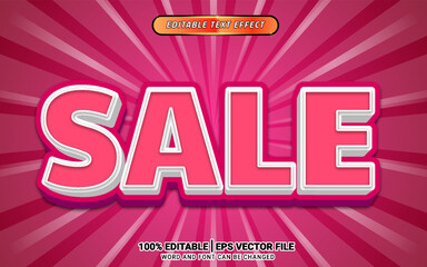 Pink sale promotion 3d vector text effect editable template design