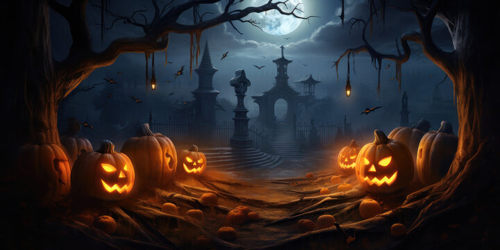 Halloween party, Halloween Illustration, Web design, Watercolor illustration, generative ai