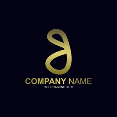 B letter logo. Gold luxury logo. Number 8 illustration logo.