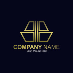 B letter logo. Gold luxury logo. Number 8 illustration logo.