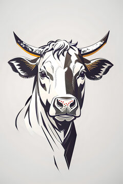 vector of an cow head design isolated on the white background. cow head Logo