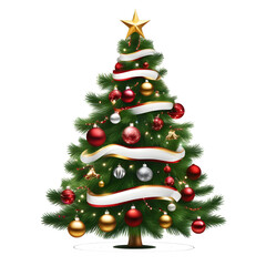 Obraz na płótnie Canvas Christmas tree, vector art , christmas tree with decorations , no background , png , transparent png 