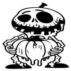 Halloween Skeleton Holding Pumpkin