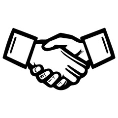 Business agreement handshake or friendly handshake line art icon 
