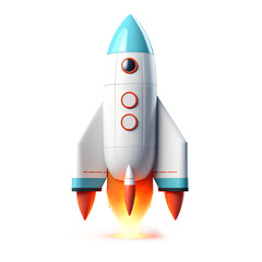3D render rocket illustration, 3D carton style minimal spaceship rocket icon, isolated on transparent background, Generative AI