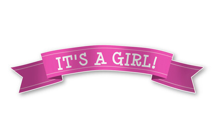 It's A Baby Girl Pink Banner Ribbon Announcement Element