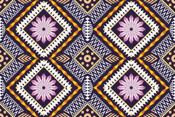 Ethnic Figure aztec embroidery style. Geometric ikat oriental traditional art pattern.Design for ethnic background,wallpaper,fashion,clothing,wrapping,fabric,element,sarong,graphic,vector illustration