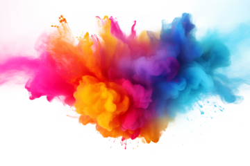 Explosion of colored powder on a white background, Generative AI