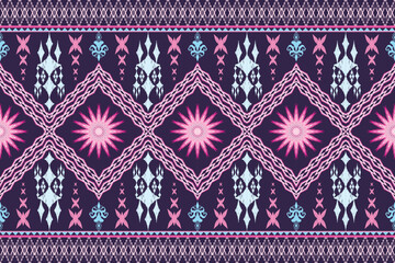 Ethnic Figure aztec embroidery style. Geometric ikat oriental traditional art pattern.Design for ethnic background,wallpaper,fashion,clothing,wrapping,fabric,element,sarong,graphic,vector illustration