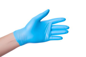 Medical gloves showing something isolated on a transparent background, Generative AI