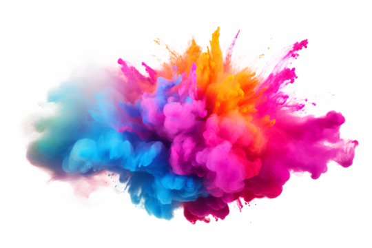 Explosion of colored powder on a white background, Generative AI