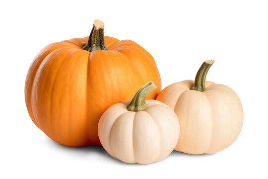 Halloween pumpkins isolated on transparent background, Generative AI
