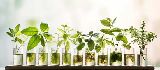 Biotechnology and GMOs Plants grown in labs for biochemistry research - obrazy, fototapety, plakaty