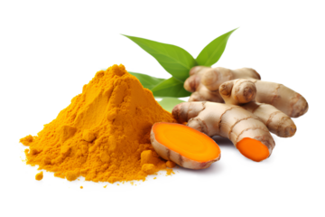 An illustration of turmeric isolated on a transparent background, Generative AI