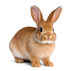 Cute brown rabbit on transparent background, Generative AI