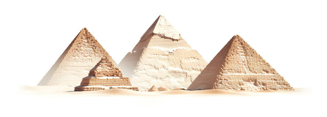 Egyptian pyramids isolated transparent background, Generative AI - obrazy, fototapety, plakaty