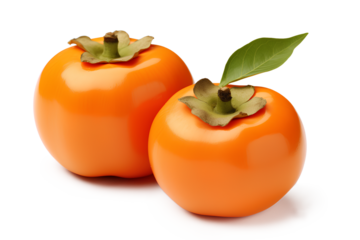 Fresh persimmon fruit isolated on a transparent background, Generative AI