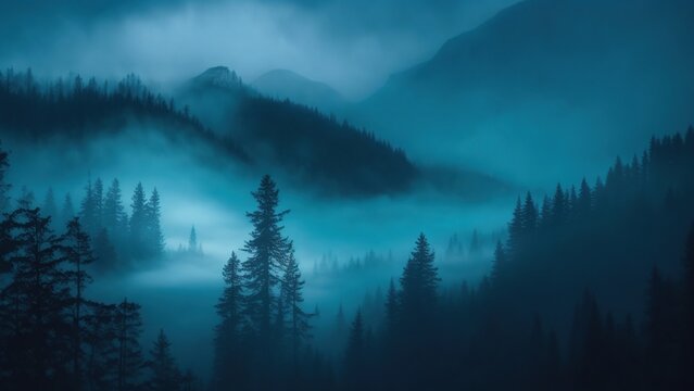 misty morning in the mountains