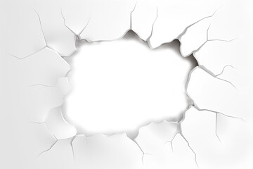Hole in white paper sheet 3D realistic isolated on a transparent background, Generative AI