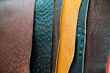 Genuine cow leather on shelf sell in crats shop