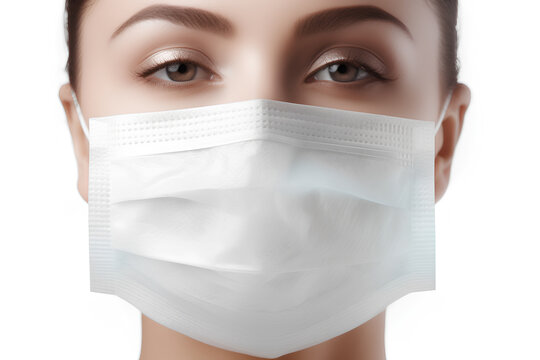 Medical Face Mask Isolated White Background, Generative AI