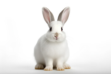 Obraz premium White Rabbit Isolated On White Background, Generative AI