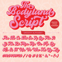 Abstract professional groovy Retro related The Bodyland Script Font Template - obrazy, fototapety, plakaty