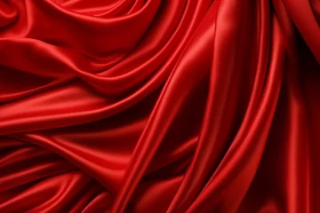 Fotobehang Red Fabric Texture St Valentines Day Background : Generative AI © Generative AI