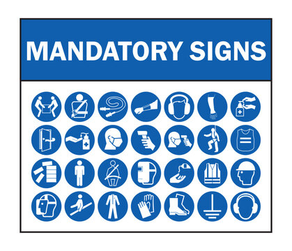 Including mandatory signs Vector illustration