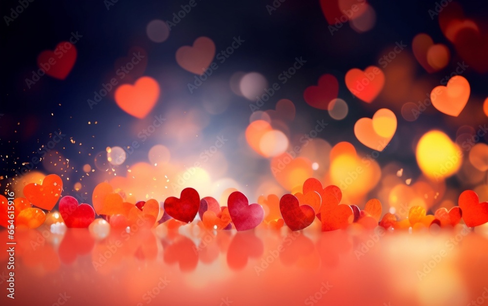 Aufkleber heart shaped bokeh valentines day background : generative ai